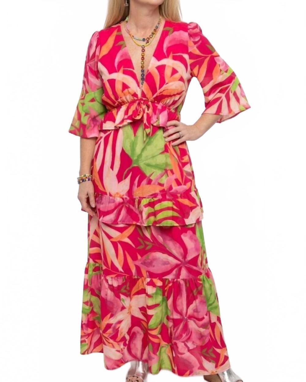 NEW FLYING TOMATO v-neck maxi dress in multi